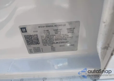 2019 Chevrolet Silverado 1500 High Country из США, поврежденный, VIN 1GCUYHEL2KZ105147